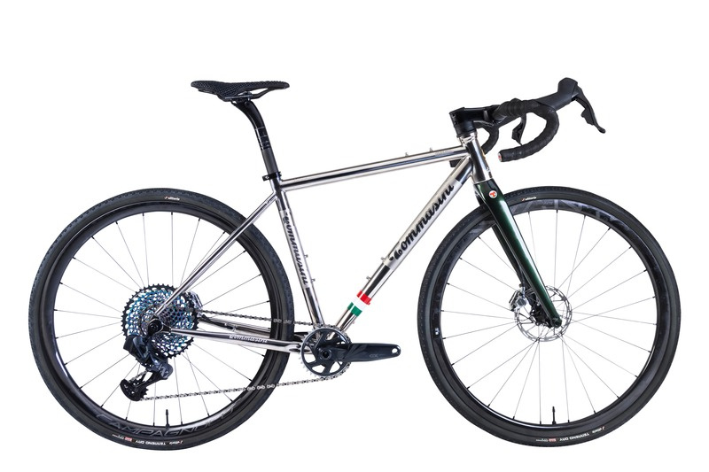 Tommasini Titanium Dream MACH Ti gravel bike, raw titanium studio shot